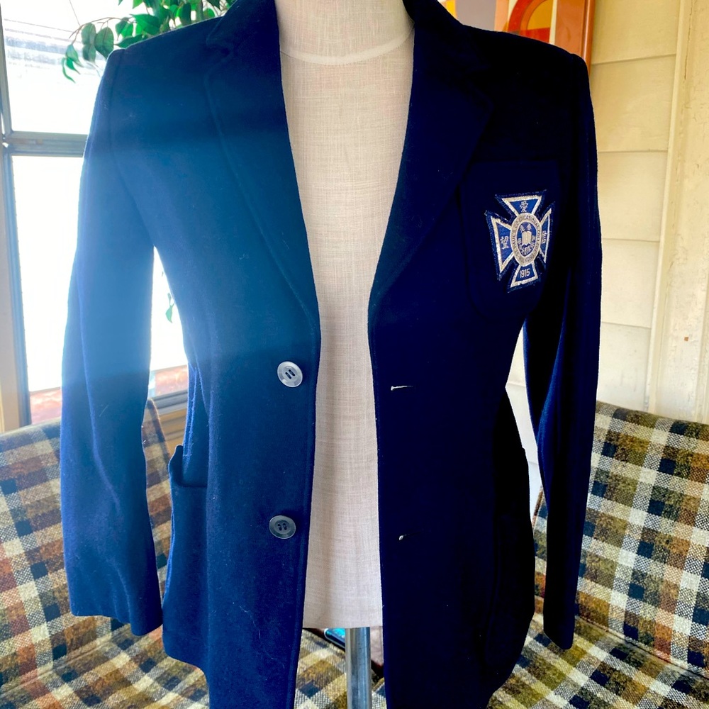 Vintage 1940s navy wool mens college jacket uniform sz small